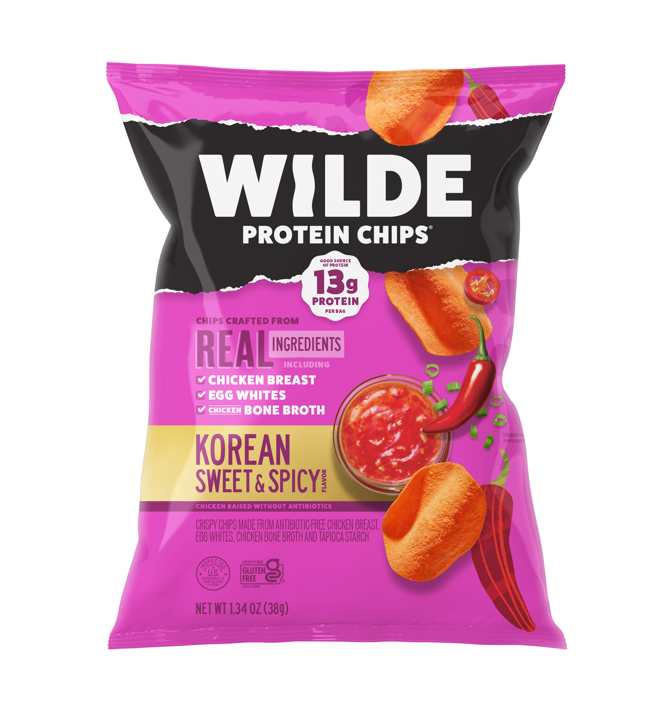 CRDP原料　5g Korean Sweet & Spicy Protein Chips - Chicken Chips – Wilde Brands