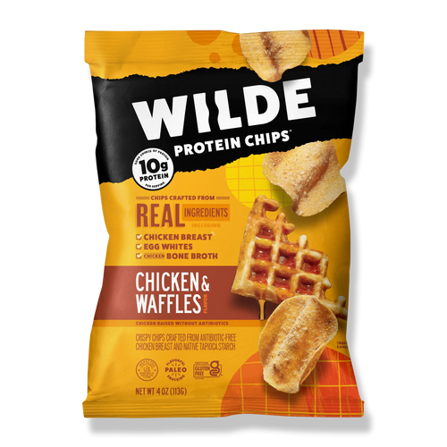 Wilde Protein Chips Chicken & Waffles flavor, 4oz bag, 12 pack