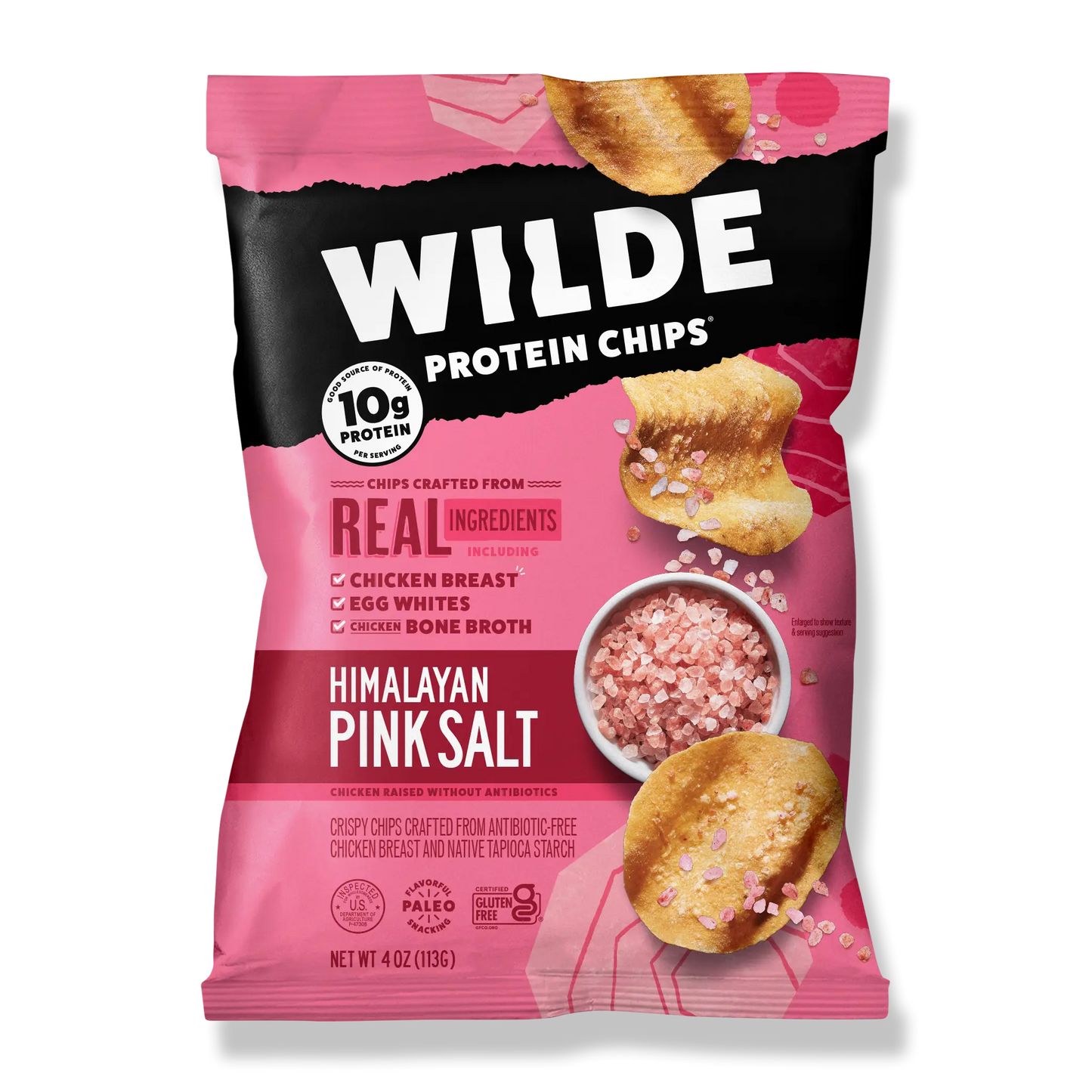 WILDE Protein Chips - Himalayan Pink Salt flavor, 4oz bag, 12 pack
